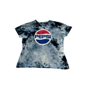 Pepsi Shirt Womens Size XL Blue Tie Dye Graphic Logo Crew Neck